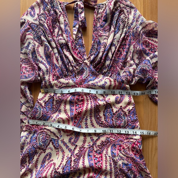 Free People Mirage Paisley Maxi Dress Long Sleeve Boho Tassel Size 0 - Picture 6 of 16
